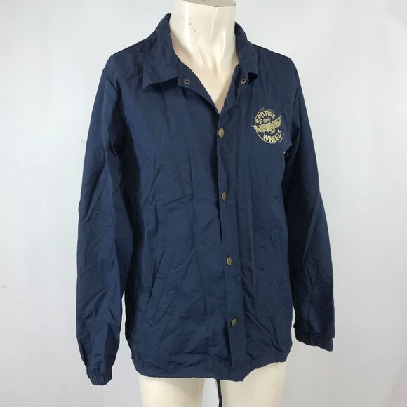 SPITFIRE WHEELS ~ MENS SMALL ~ NAVY BLUE BUTTON UP JACKET DRAWSTRING WAIST - Picture 1 of 8